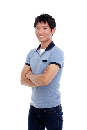 Young Asian man with smiling isolated on white background の写真素材