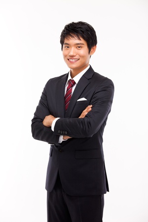 Asian young business man isolated on white background の写真素材