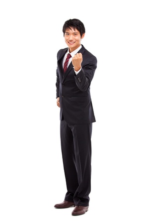 Showing fist young Asian business man の写真素材