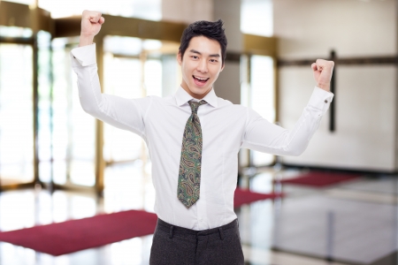 Successful business man in business background.の写真素材