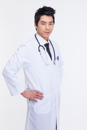 Young Asian doctor isolated on white background  の写真素材