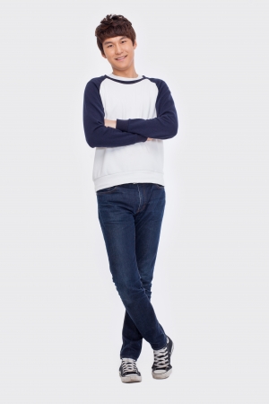 Young Asian man isolated on white background.の写真素材