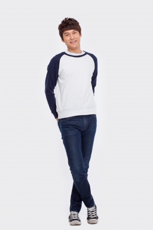 Young Asian man isolated on white background.の写真素材