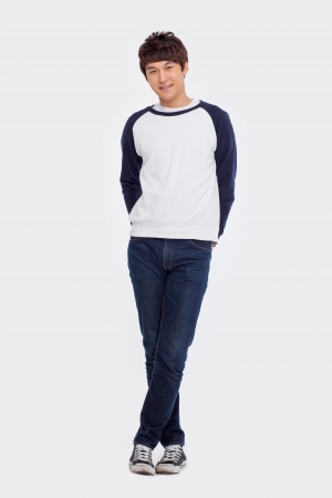 Young Asian man isolated on white background.の写真素材
