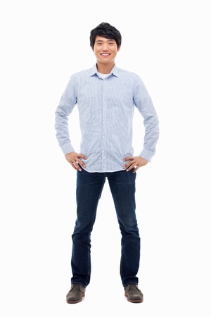 Young Asian man isolated on white background.の写真素材