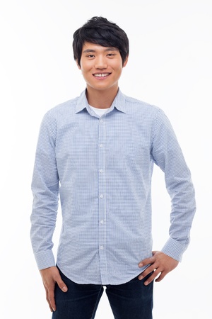 Young Asian man with smiling isolated on white background.の写真素材
