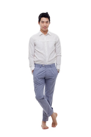 Young Asian man isolated on white background.の写真素材