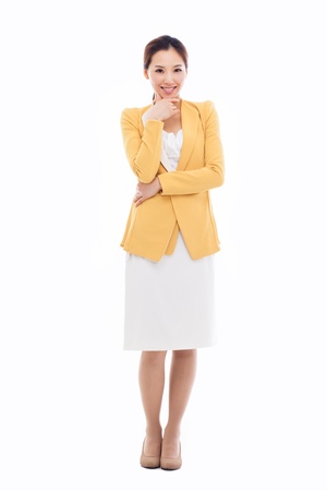 Yong pretty Asian business woman isolated on white background. の写真素材