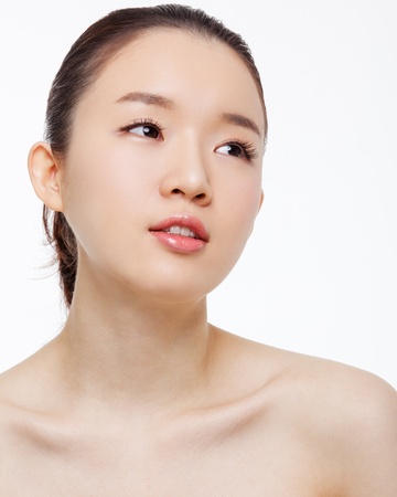 Asian woman beauty shot isolated on white background. の写真素材