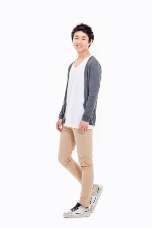 Young Asian man isolated on white background.の写真素材