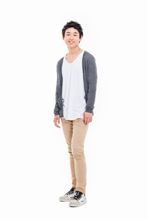 Young Asian man isolated on white background.の写真素材