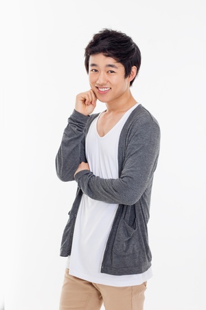 Young Asian man with smiling isolated on white background.の写真素材