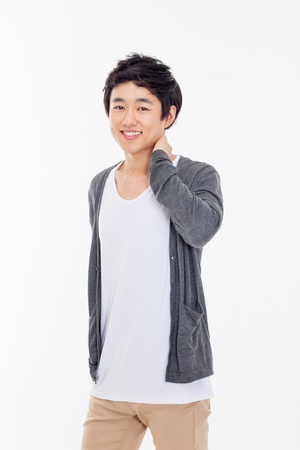 Young Asian man with smiling isolated on white background.の写真素材