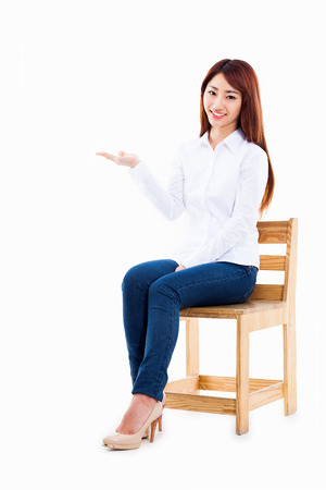 Asian woman present somethingの写真素材
