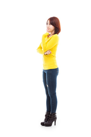 Young Asian woman full shot isolated on white background.の写真素材