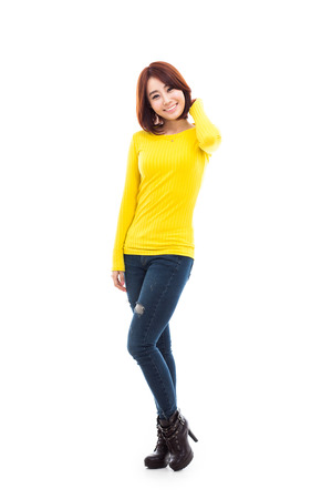 Young Asian woman full shot isolated on white background. の写真素材