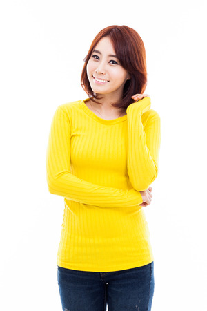 Beautiful young Asian Lady isolated on white background.の写真素材