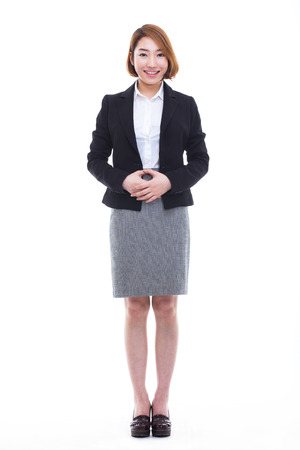 Yong pretty Asian business woman isolated on white background.の写真素材