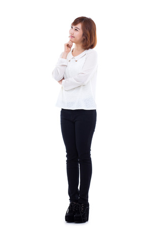 Young Asian woman full shot isolated on white background.の写真素材