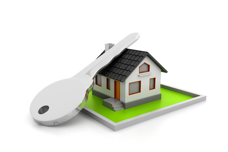 3d  illustration of home and keyの写真素材