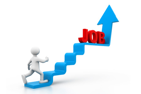 man climbs the ladder of jobの写真素材