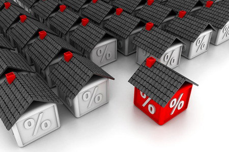 3D house with percent symbolの写真素材
