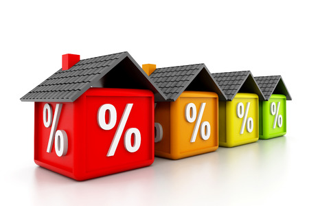 3D house with percent symbolの写真素材