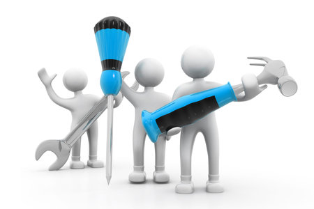 Repair people with tools in handの写真素材