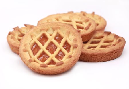 Shortbreads plus of fruit on the white backgroundの写真素材