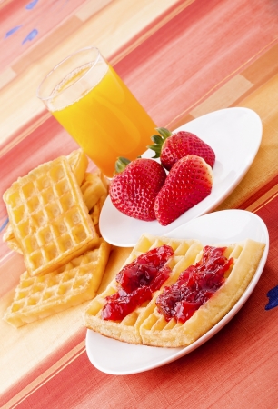 Waffles with the jamの写真素材