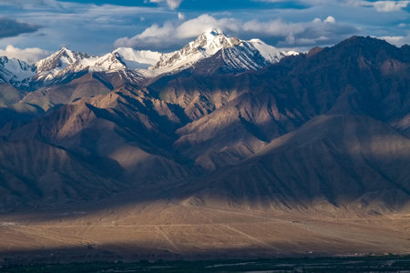 Landscape of Leh city and mountain around, Leh district, Ladakh, in the north Indian state of Jammu...