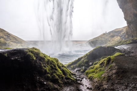 Landscape around Seljalandsfoss waterfall in Icelandの写真素材
