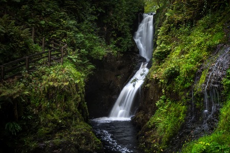 Waterfall Trail at Glenariff Forest Park near Causeway Coastal Route, Country of Antrim, Northern Ireland.の写真素材