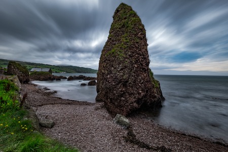 Cushendun Caves, one of the famous attraction in Northern Ireland and filming location of popular TV series Game of throne. located in Cushendun village, County of Antrim.の写真素材
