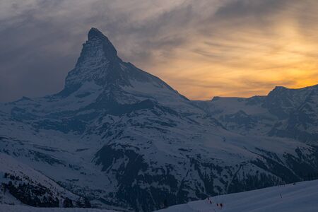 Scenic view of Matterhorn peak from Gornergrat in Zermatt, Switzerlandの写真素材