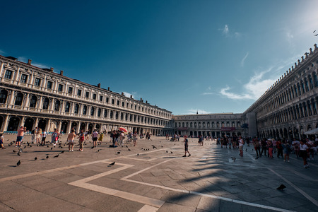 Venice, Italy - June 19, 2019: The landscape around St. Mark's Basilica and square in Venice city, Italyのeditorial素材