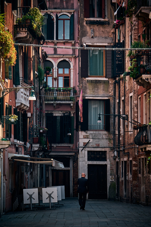 Venice, Italy - June 19, 2019: The landscape of street in Venice city, Italyのeditorial素材