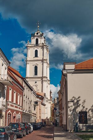 VILNIUS, LITHUANIA - SEP 6, 2019: The Landscape of Street and Building in Old Town District of Vilnius, Lithuaniaの写真素材