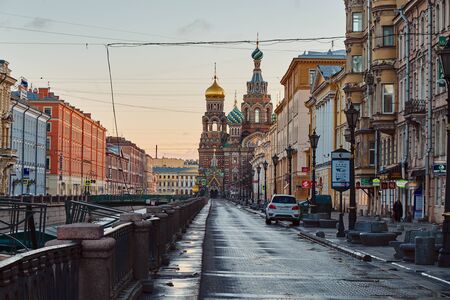 SAINT PETERSBURG, Russia - April 12, 2015: The Landscape of Church of the Savior on Spilled Blood in The City of Saint Petersburg, Russiaの写真素材