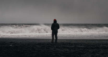 Landscape around black sand beach in Vik, Icelandのeditorial素材