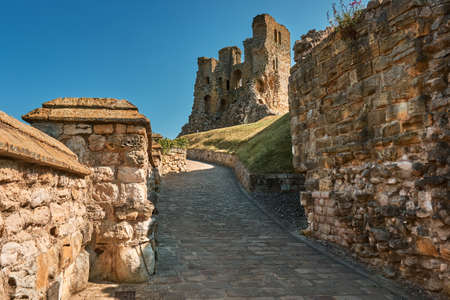 The landscape of Scarborough Castle, a former medieval Royal fortress situated at Scarborough, North Yorkshire, Englandのeditorial素材