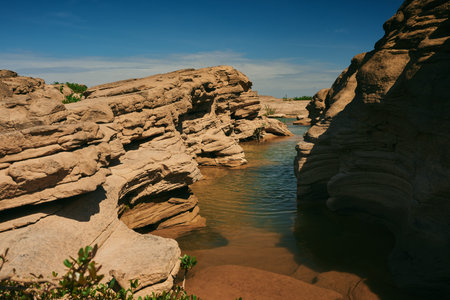 A landscape of Hat Chom Dao or Kaeng Chom Dao in Mekong river, located at Ubon Ratchathani province,...