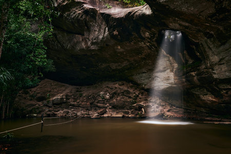 A long exposure shot of Sang Chan Waterfall, located in Ubon Ratchathani province, Thailand