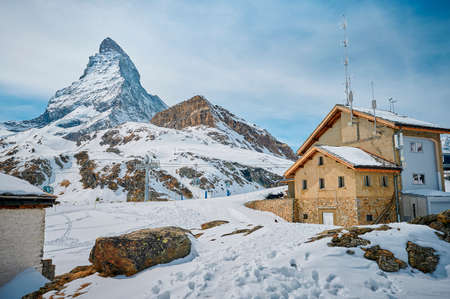A Landscape of Matterhorn from Schwarzsee cable car station, Zermattの写真素材