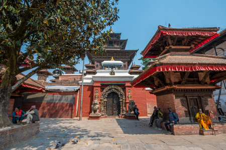 Kathmandu, Nepal - Apr 17, 2023: People visiting Taleju Bhawani Temple, Located in Kathmandu Durbar Square, a historically UNESCO World Heritage Site in Kathmandu.のeditorial素材