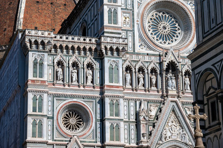 Florence, Italy - Sep 5, 2022: A landscape around Florence Cathedral (Duomo di Firenze), formally the Cathedral of Saint Mary of the Flower (Santa Maria del Fiore)のeditorial素材