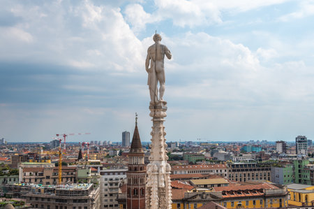 A landscape around Duomo di Milano (Milan Cathedral), the cathedral church of Milan, Lombardy, Italy.のeditorial素材