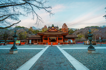 Fujinomiya, Japan - Dec 11, 2023: Fujisan Hongu Sengen Taisha Shrine in Fujinomiya, Japan, known for its striking architecture and cultural significance.の写真素材