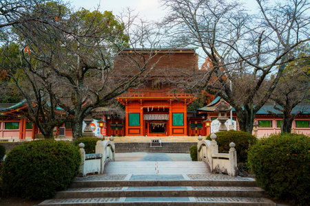 Fujinomiya, Japan - Dec 11, 2023: Fujisan Hongu Sengen Taisha Shrine in Fujinomiya, Japan, known for its striking architecture and cultural significance.の写真素材
