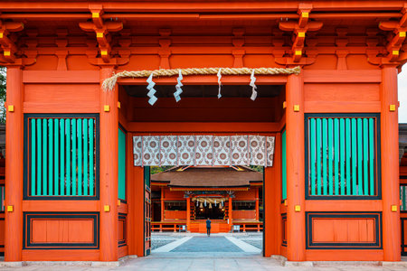 Fujinomiya, Japan - Dec 11, 2023: Fujisan Hongu Sengen Taisha Shrine in Fujinomiya, Japan, known for its striking architecture and cultural significance.の写真素材
